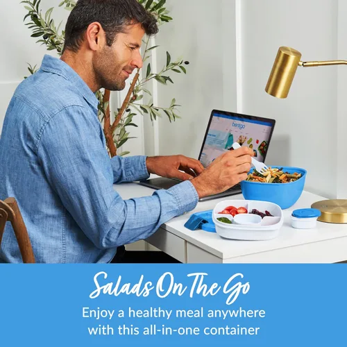 Vista 2 de Contenedor de almuerzo, ecológico y sin BPA de Bentgo Salad para ensaladas y otros aperitivos para llevar, Azul