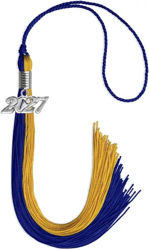 Vista 213 de Endea Graduation Borla de doble color con gota de fecha plateada (negro/oro antiguo, 2025)