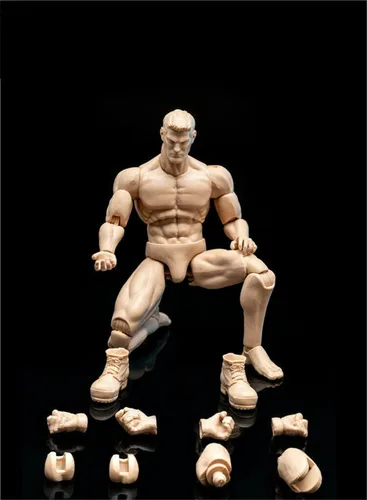 Vista 2 de 1/12 Male Action Figure,6inches Strong Muscular Body Man Soldier Super Flexible Figure Model for Custom Sketch Practice Collection