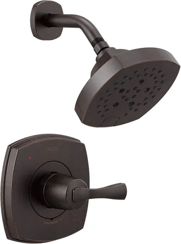 Vista 7 de Delta Faucet Stryke Serie 14 Juego de grifo de ducha cromado H2Okinetic de una sola función, kit de moldura de válvula, mango de ducha, kit