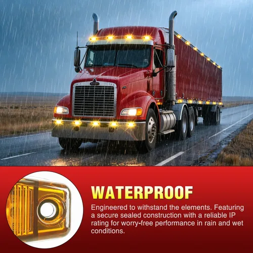 Vista 4 de Nilight 2.5 pulgadas de luz lateral ovalada 2 LED 8 unidades ámbar 80LM alto lumen impermeable montaje en superficie 12V cable directo para camión