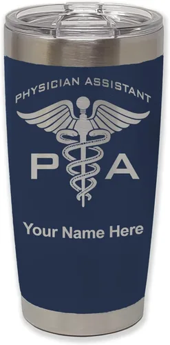 Vista 39 de LaserGram Vaso aislado al vacío de 20 onzas, asistente médico PA, grabado personalizado incluido (negro)