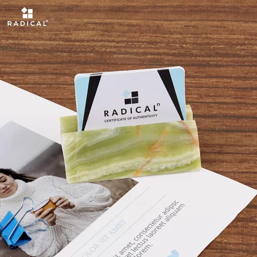 Vista 5 de Radicaln Tarjetero de mármol de ónix verde de 4 pulgadas, hecho a mano, para escritorio de oficina, perfecto para tarjetas de identificación