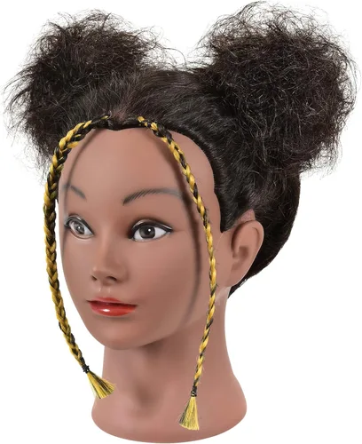 Vista 7 de FUTAI Cabeza de maniquí rizado rizado 100% cabello humano estilo muñeca estilo cabeza para trenzado afroamericano estilo updos práctica cosmetología