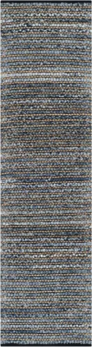 Vista 3 de SAFAVIEH Cape Cod Collection - Alfombra de pasillo, 2 pies 3 pulgadas x 8 pies, azul, tejido plano trenzado de algodón y yute, ideal para zonas