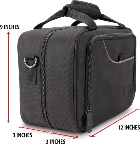 Vista 7 de USA Gear Funda para mezclador de DJ, bolsa mezcladora compacta de canales de audio con almacenamiento de accesorios para micrófonos, cables