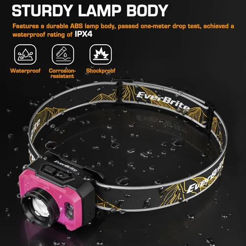 Vista 7 de EverBrite Linterna frontal de 600 lúmenes, faro recargable con 4 modos, lámpara de cabeza súper brillante con foco y luz de inundación, sensor