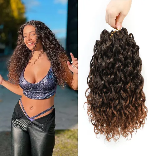 Vista 42 de Gogo Curl Cabello de Ganchillo Rizado de 8 Pulgadas Cabello Corto Rizado de Ganchillo para Mujeres Negras Rizo de Playa Onda de Agua Cabello Rizado