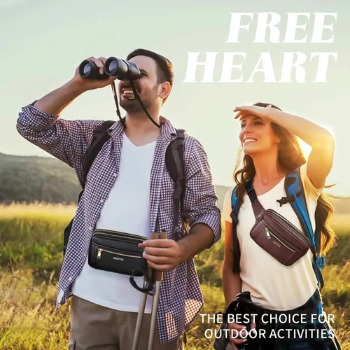 Vista 6 de Riñoneras de cuero para mujer riñonera negra a la moda para hombres y niñas bonita bolsa de cintura con correa ajustable multibolsillos bolsas