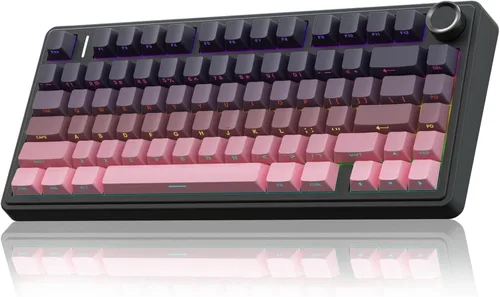 Vista 11 de AULA Teclado mecánico inalámbrico F75 Pro, 75% teclado personalizado intercambiable en caliente con perilla, retroiluminación RGB, interruptores