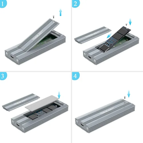 Vista 6 de TREBLEET Carcasa SSD NVMe M.2, unidad de estado sólido PCIe M-Key Tipo-C a NVMe, carcasa externa de aluminio USB-C 3.1 Gen 2 10Gbps, mejora