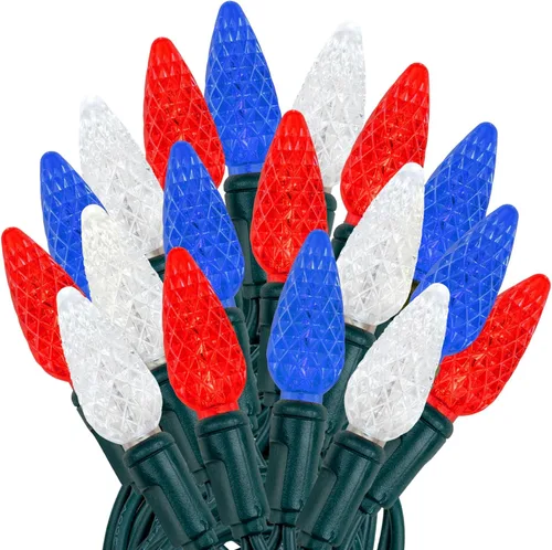 Vista 39 de Novelty Lights - Mini juego de 70 luces C6 LED de Navidad, serie de luces de grado comercial para exteriores, cable verde, 24 pies