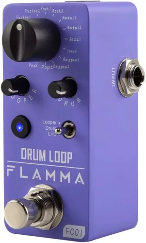 Pedal looper FLAMMA FC01 y máquina de ritmos 2 en 1, pedales de guitarra con looper de tambor, tiempo de bucle de 20 minutos con 16 ritmos de