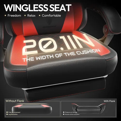 Vista 37 de Dowinx Silla de juegos con cojín de resorte de bolsillo, silla ergonómica para computadora con masaje lumbar y reposapiés para adultos, silla