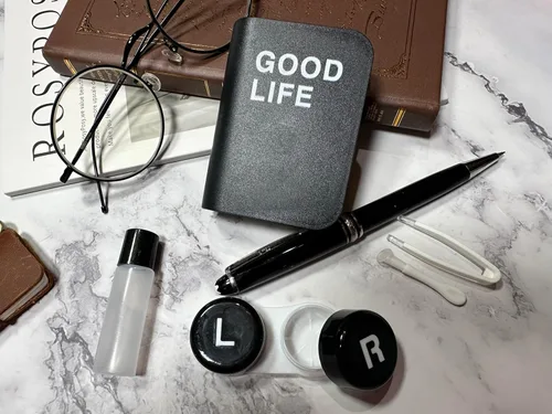 Vista 2 de Kit de estuche para lentes de contacto, libro de color, estuche para lentes de contacto con ojos con herramienta extractora, kit de almacenamiento