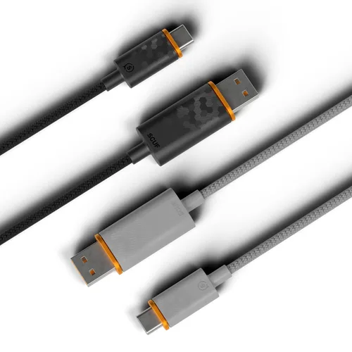 Vista 6 de SCUF Braided USB-C Cable - Black 6 feet 2 Meters USB Type C Connection and Charging for Xbox Controllers, PS5 Controllers, and Smart Phones - Xbox