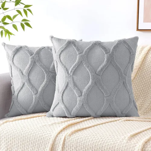 Vista 18 de decorUhome - Juego de 2 fundas de cojín decorativas para primavera de 16 x 16 pulgadas, fundas de almohada afelpadas de lana y piel sintética suave