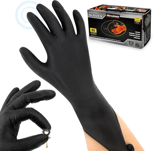 Vista 8 de wcy Anboson 9 Mil Guantes desechables de nitrilo sin látex - Negro, M, 30 piezas