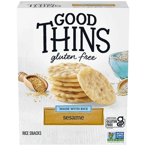 Good Thins Snacks de arroz con sésamo galletas sin gluten, 3.5 onzas