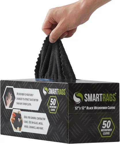 Vista 4 de Arkwright Smart Rags in Box - Paquete de 50 paños de limpieza de microfibra sin pelusas, sin arañazos ni rayas, toallas de lavado dispensables