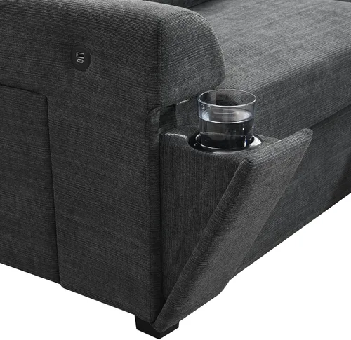 Vista 16 de Sofá modular de felpilla con tapicería en forma de L, sofá modular de 4 asientos con otomana extraíble y 5 almohadas para sala de estar, apartamento
