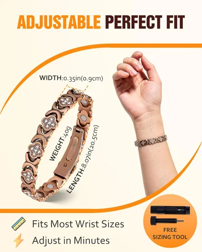 Vista 6 de Jecanori Pulseras de cobre para mujer, pulsera magnética de cobre puro