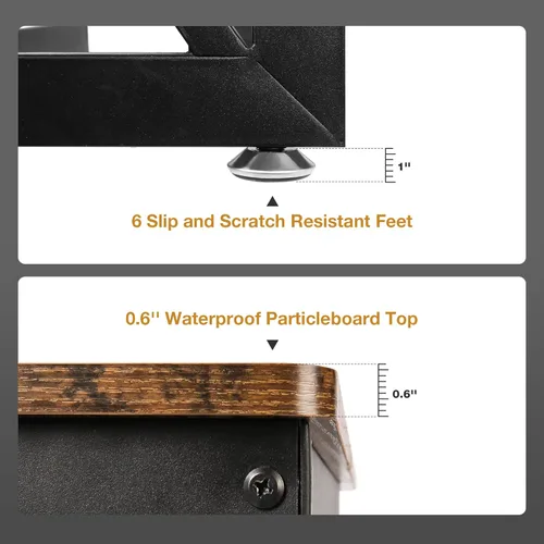 Vista 5 de LUCKYERMORE Escritorio esquinero para espacio pequeño, escritorio triangular para computadora con bandeja para teclado y estantes de almacenamiento