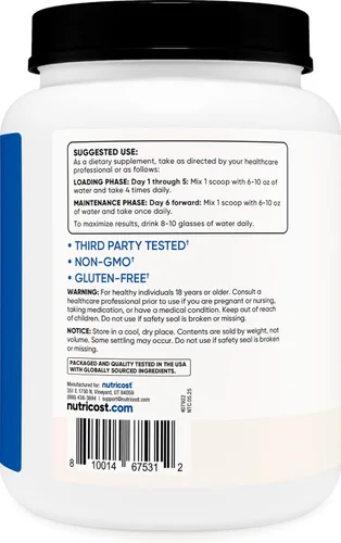 Vista 5 de Nutricost - Polvo de Monohidrato de Creatina (sabor Frambuesa Azul), 500 Gramos (1.1 LBS)