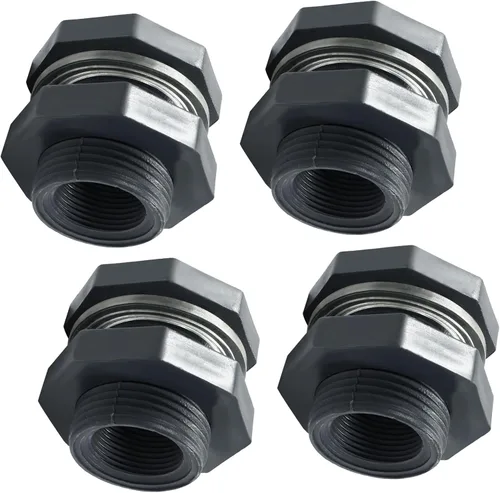 Vista 13 de 2 piezas Accesorio de Mamparo de PVC NPT1, Conector de Tanque de Agua de Plástico de 1 Pulgada Roscado Pasante, Accesorios de Tubería Pasante