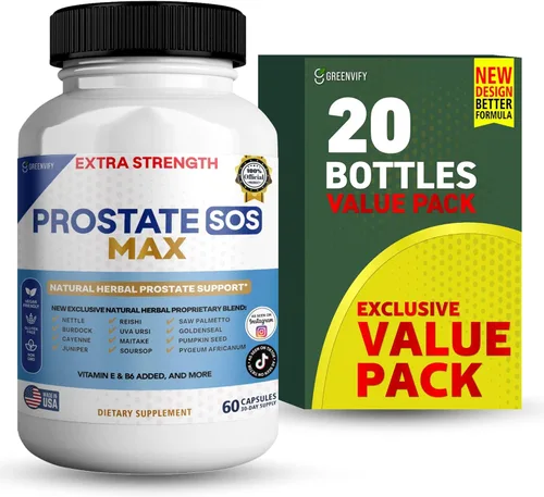 Vista 9 de Suplemento SOS Max para próstata, 60 cápsulas, complejo herbario natural con palma enana, vitamina E, B6, suministro para 30 días