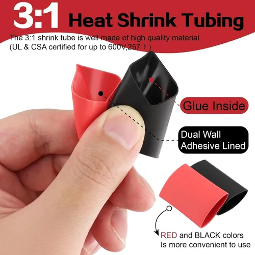 Vista 3 de 20 conectores de cable de batería resistentes de 4 AWG, terminales de cobre de calibre 4 3/8 5/16, anillos de cable, ojales con 20 tubos