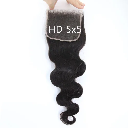 Vista 10 de ZigZag Hair Afro Kinky Curly 5x5 HD Cierre de encaje prearrancado con borde rizado de bebé 4B 4C, cierre de encaje HD de cabello humano transparente