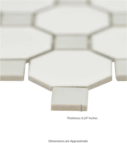 Vista 6 de MSI Azulejo de porcelana octágono mate de 12 x 12 pulgadas blanco y negro para salpicaduras de cocina, azulejos de pared para baño, azulejos