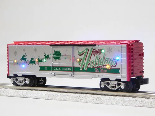 Vista 5 de Lionell Navidad Luz Express Happy Holidays Sonidos Boxcar O Gauge Modelo Ferrocarril Tren