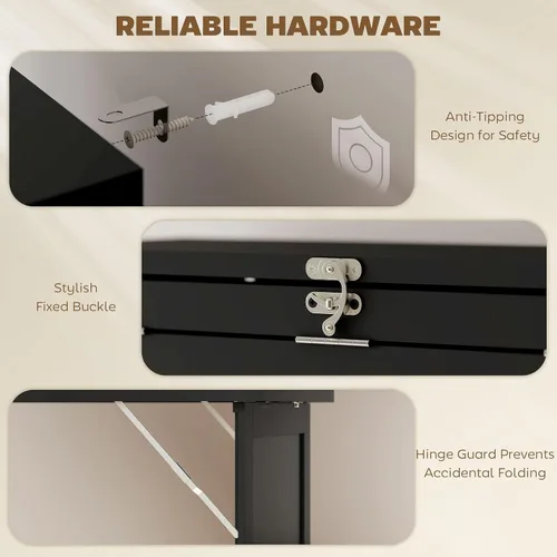 Vista 8 de HOMCOM Escritorio de uñas plegable con almacenamiento en la pared, mesa de Negro