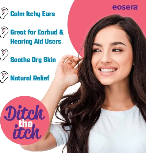 Vista 2 de eosera® Ear Itch MD® – Spray de gotas para oído de acción rápida – Fórmula calmante que hidrata naturalmente el conducto auditivo mientras calma