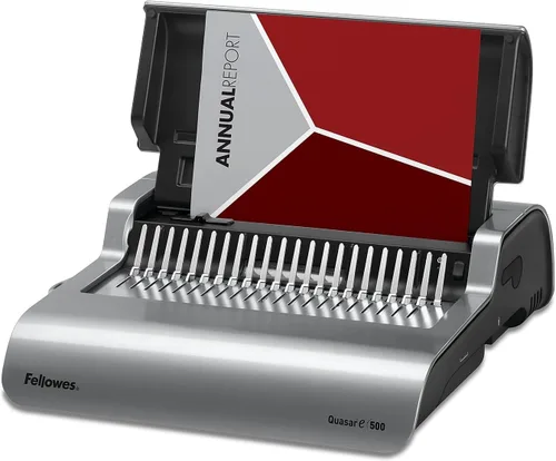 Fellowes 5216901 Quasar 500 Sistema de encuadernación de peine eléctrico, 16 7/8 x 15 3/8 x 5 1/8, gris metálico, acero aleado