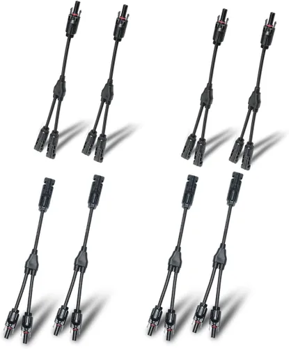 Vista 12 de ELFCULB 1 par de conectores de panel solar, 1 pie de cable adaptador paralelo de rama en Y, 1 macho a 2 hembras (M/FF) y 1 hembra a 2 machos (F/MM)