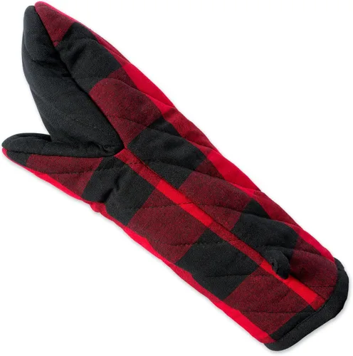 Vista 2 de DII Buffalo Check Kitchen Collection, juego de cocina clásico de granja, guante de horno, rojo y negro, 2 piezas