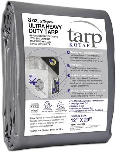 Vista 119 de Kotap TGS-0608 - Lona de polietileno reversible de 8 mil con protección UV, 6 pies X 8 pies, verde-plata