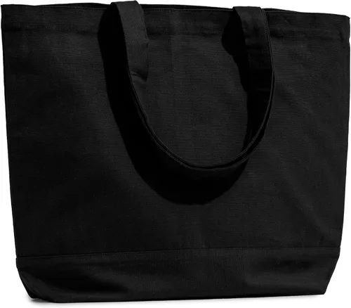 (Not Made In China) Cotton Canvas Tote Bags, Reusable Grocery Shopping Bags, Bulk Pack Size Options Negro