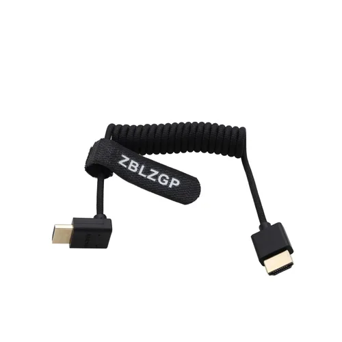 Vista 41 de Cable HDMI en espiral 8K ángulo derecho izquierdo tipo A HDMI 2.1 Cable para cámaras Sony Canon R5 Nikon Blackmagic Pocket Cinema