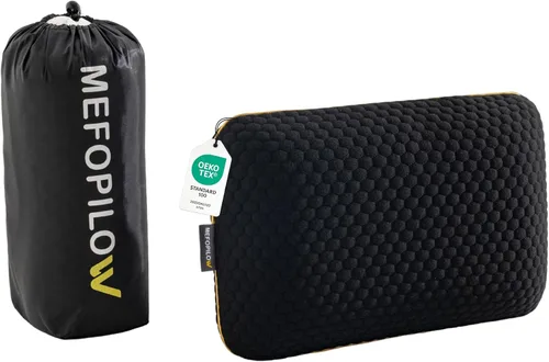 Vista 11 de Almohada de viaje de espuma viscoelástica con funda lavable y bolsa de transporte, almohada de cuello compacta, suave y transpirable para avión