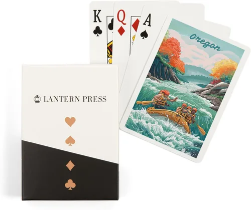 Lantern Press Oregon, Seek Adventure, River Rafting, Fall, 52 Playing Cards for Adults, Poker Size Card Deck