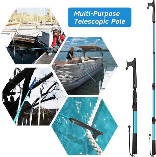 Vista 5 de SANLIKE Telescopic Boat Hook for Docking, Extendable Marine Docking Pole with Luminous Design, Rust-Resistant Aluminum, Non-Slip Handle, Lightweight
