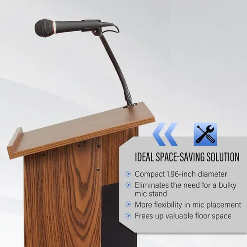 Vista 6 de Soporte para micrófono: soporte de micrófono de escritorio flexible de cuello de cisne de 13 pulgadas con base de montaje de brida para atril