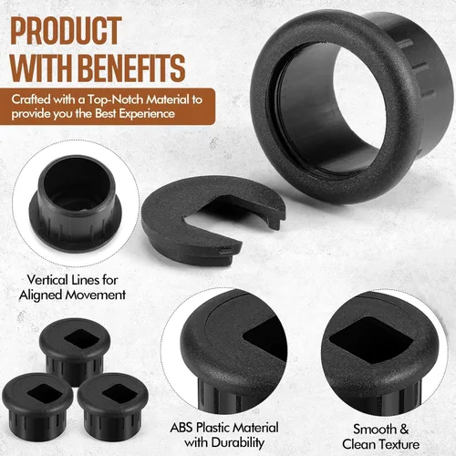 Vista 4 de SATINIOR Paquete de 10 fundas de plástico con ojales de escritorio para organizar cables y cables, tapas organizadoras de cables de escritorio