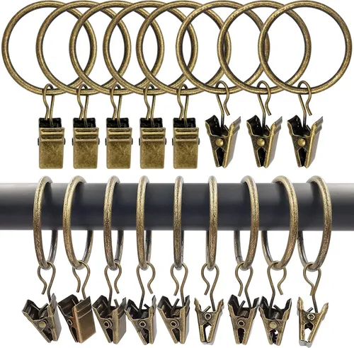 Vista 40 de LLPJS Paquete de 44 ganchos para anillos de cortina, clips para colgar cortinas y lazos, 1 pulgada de diámetro interior, se adapta a barras de hasta
