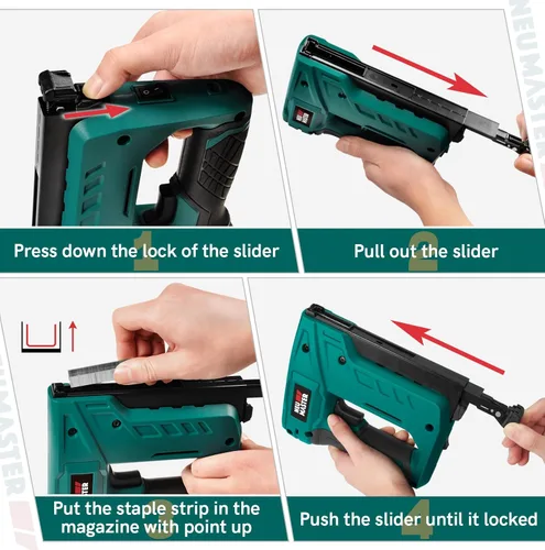 Vista 6 de NEU MASTER Electric Staple Gun, Cordless Staple Guns with Staples & USB Charger, Heavy Duty for Upholstery, Crafts, Carpentry, Material Repair