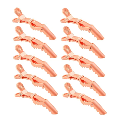 Vista 7 de Juego de 10 clips de cocodrilo de plástico transparente para peluquería, pasadores de seccionado profesional, antideslizantes, pinzas de cocodrilo